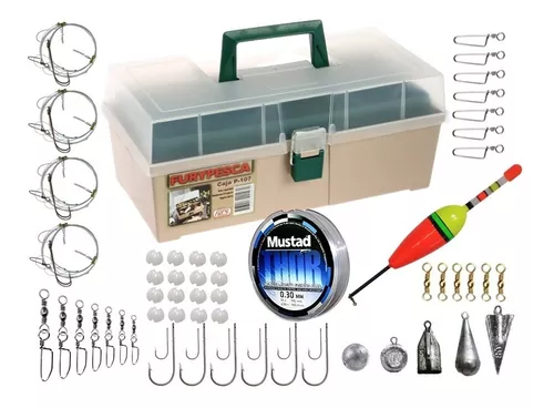 Kit Caja De Pesca Completa Variada Lineas Anzuelos Plomada