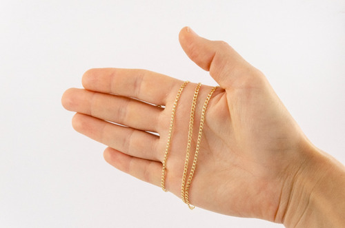 Colar Feminino Ouro 18k Maciço Grumet Diamantada 2.2 45 Cm
