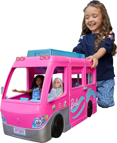 Imagen 1 de 6 de Barbie Dream Camper Con 60 Accesorios Piscina Tobogan Carro