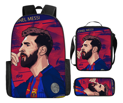 Juego De Tres Piezas De Mochila Football Star Messi Para Est