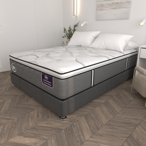 Colchón Matrimonial Serta Confort Natural Foam + Base Cama Color Gris