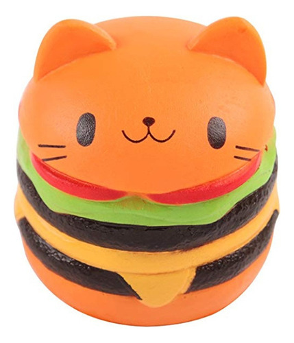 Hamburguesa Con Cara De Gato Gigante, Blando, Pan Simulado,