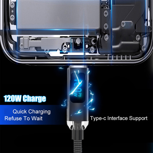 Cabo Usb-c Para Tipo C Com Visor Digital, Carregamento