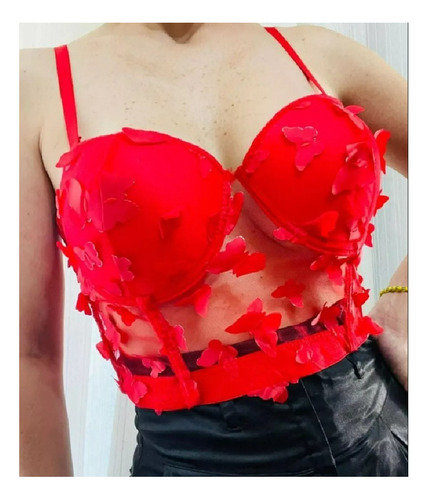 Corset Top Mariposa Encaje  Push Up  Importado Tendencia