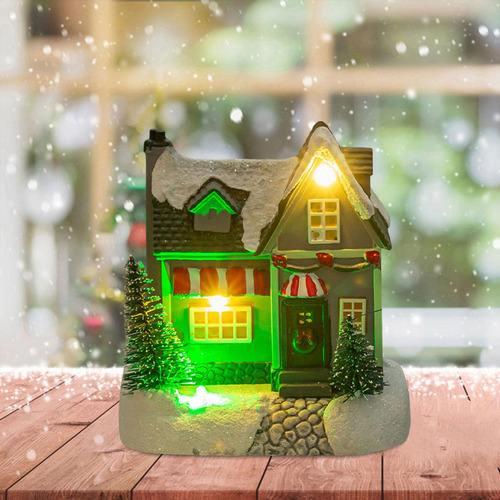Casa De Pueblo Navideña Iluminada, Pueblo De Nieve Estilo B