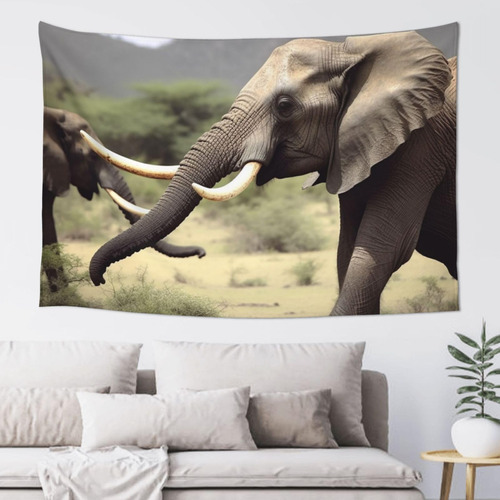 Adanti Elephants Animals Print Tapestry Decorative Wall Sof.