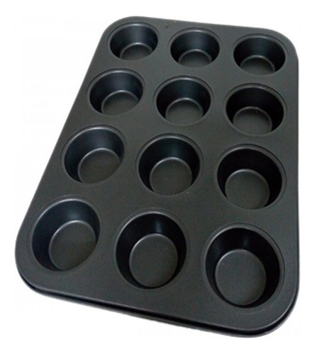 Molde Para Muffin X 12 Antiadherente Teflon Color Negro