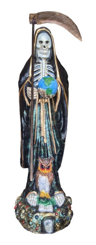Figura Santa Muerte Negra 1 Metro Altura+ Veladora + Oración