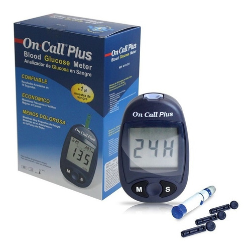 Glucometro On Call Plus Usa 60 Tiras, 60 Lancetas