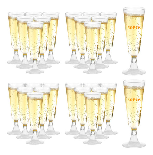 50pcs Copas Acrílico Plástico Champagne Transparente 150ml