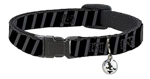 Buckle-down Cat Collar Breakaway Diagonal Stripes Black Gray