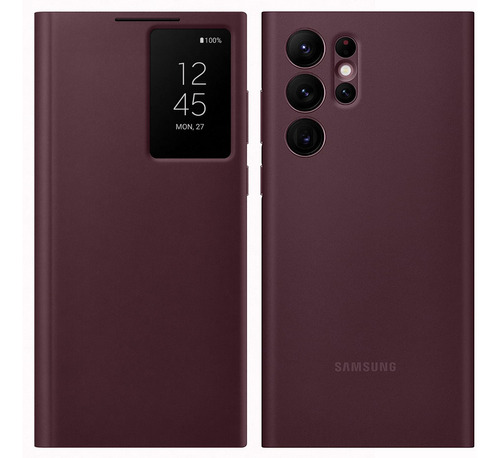 Imagen 1 de 8 de Case Galaxy S22 Ultra S-view Flip Cover Original Borgoña