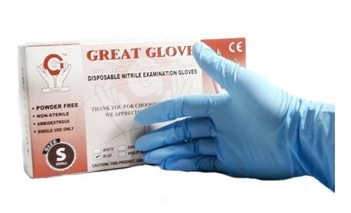 Guantes De Nitrilo Descartable Resistente S/polvo Caja X100