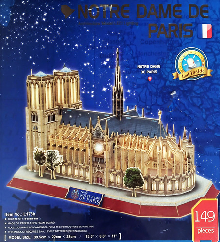 Rompecabezas Led 3d (149 Piezas) - Catedral Notre Dame París