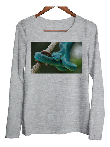 Remera Mujer Ml Serpiente Turquesa A Punto De Atacar