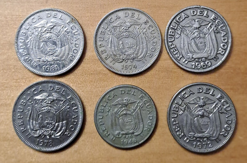 Ecuador X 6 Monedas Incluye 20 Centavos 1981. Usadas !!