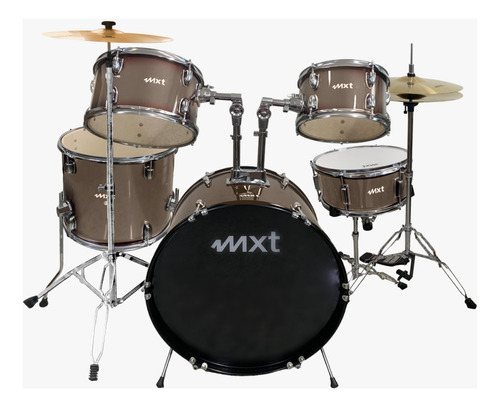 Bateria Mxt Acustica Completa C/ Banco E Pratos Igreja Banda