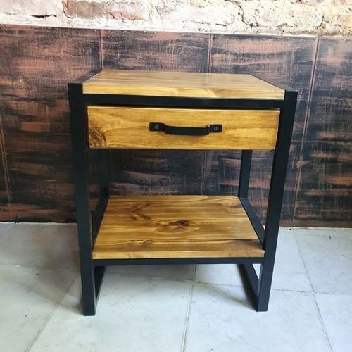 Imagen 4 de 4 de Combo 2 Mesas De Luz Industrial Madera Hierro Pintura Epoxi