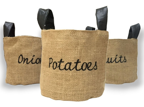 Canasto De Arpillera Organizador Fruta Papa Cebolla Cocina