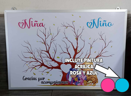 Cuadro Para Revelación De Genero Árbol Pooh 40x60cm -e