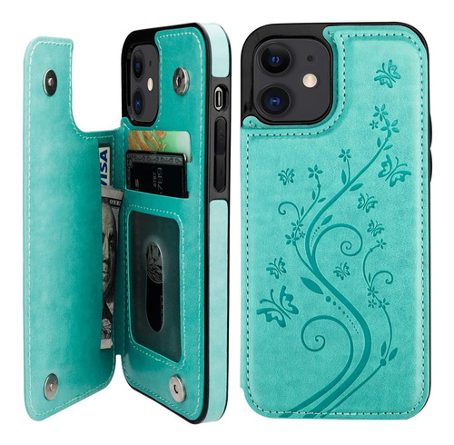 Funda Billetera Para iPhone 12/12 Pro (color Celeste)