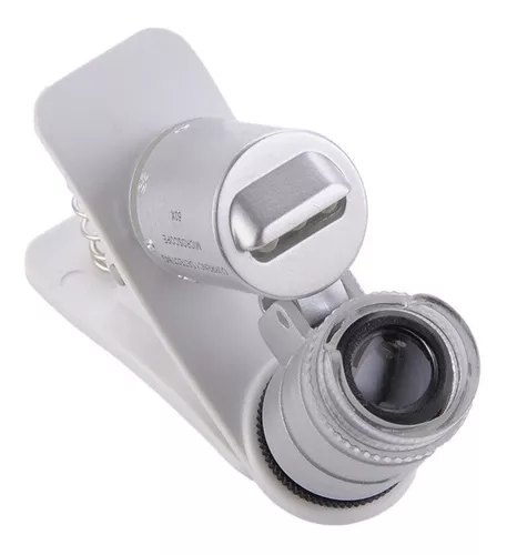 Lupa Microscopio Con Clip Para Celular Zoom 60x Led Y Luz Uv