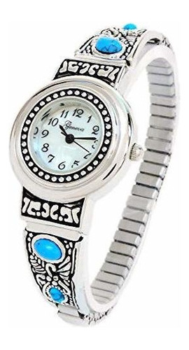 Reloj De Pulsera Semielastico Para Mujer Color Turquesa Plat