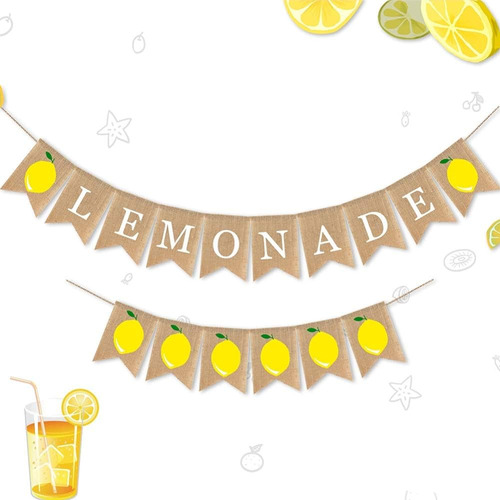 Cieovo Yute Burlap Limonada Y Limón Banner Verano Limón Tema