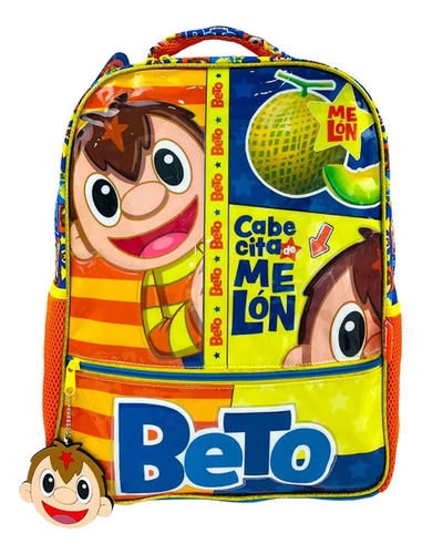 Mochila Escolar Primaria Bely Y Beto - Cabecita Melón Beto Con Llavero Color Naranja