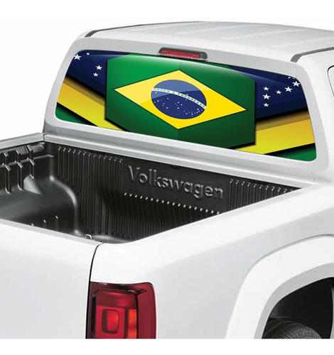 Adesivo Perfurado Bandeira Brasil S10 Amarok Hilux Frontier