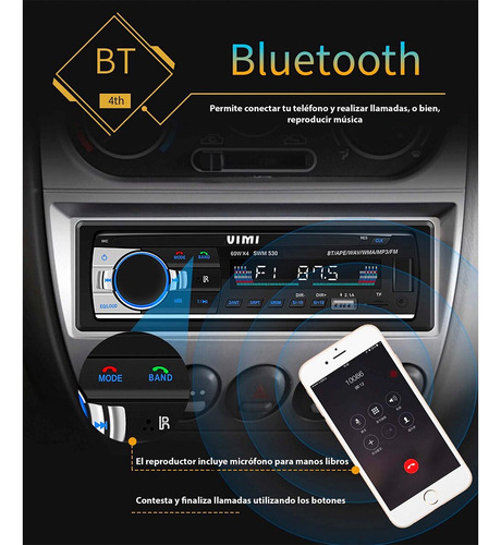 Auto Estéreo Asistente Voz 2 Bluetooth 2 Usb Carga Rápida Fm