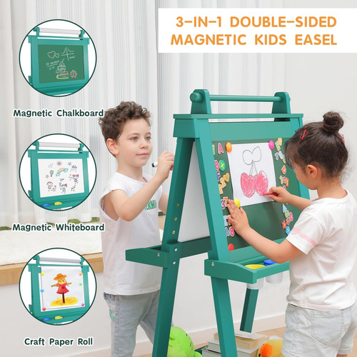 Juzbot Caballete Para Niños De Lujo Plegable Todo En 1 Con Verde