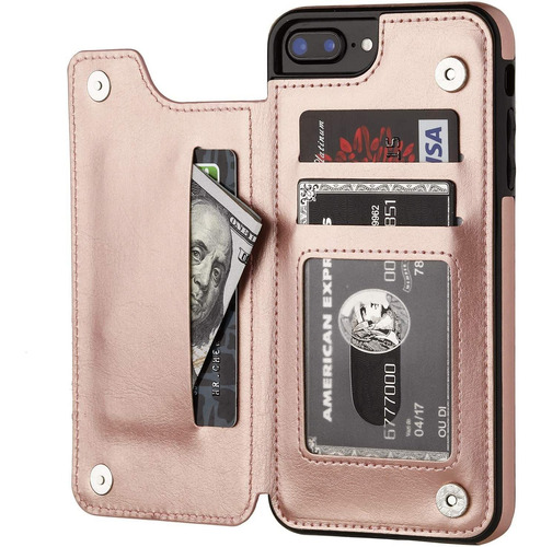 Funda Para iPhone 8 Plus/7 Plus, Rosa/billetera/resistente