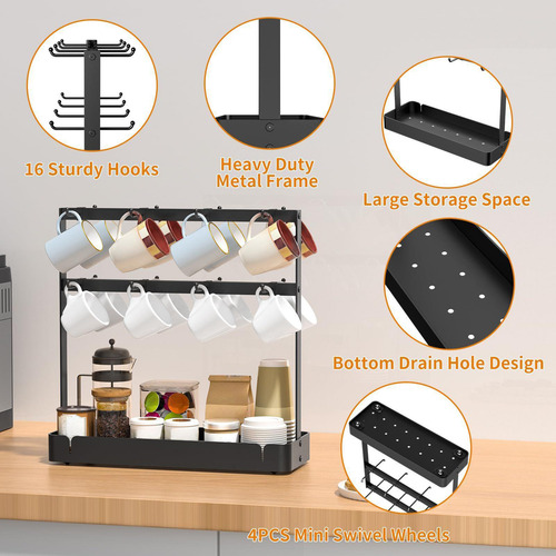 Soporte Para Tazas De Café Con Base De Almacenamiento,