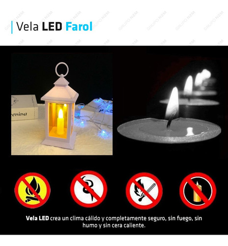 Vela Led Farol Colgar Deco Efecto Fuego Pilas Navidad Color Blanco Fragancia No Aplica Liso