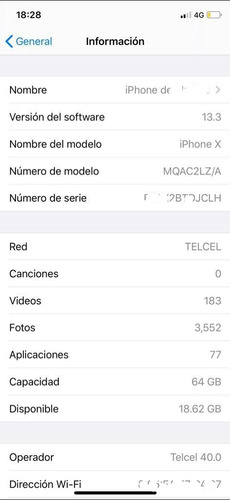 iPhone X 64 Gb Telcel (Usado)