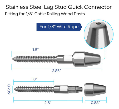 Juego De 20 Pares De Barandillas De Cable Tensor Quicklock50