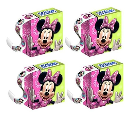 Minnie Mouse Party Favor Cajas De Sticker  pack De 4