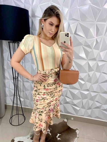 Vestido Midi Moda Evangélica Tubinho Quadril Drapeado