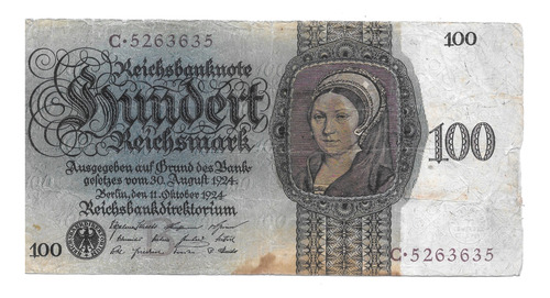 Liquido Raro Billete De Alemania. 100 Marcos 1924