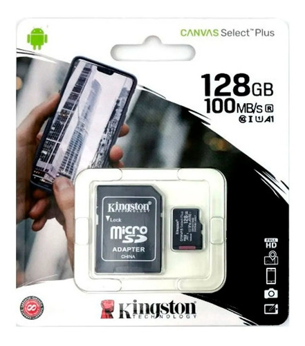 Imagen 5 de 5 de Micro Sd Canvas Select Plus 100r A1 C10 128gb + Adp Kingston