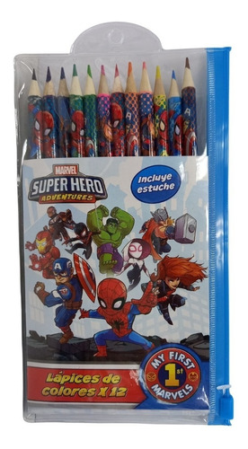 Lapices De Colores X12 Marvel Con Estuche Tapimovil - E.full