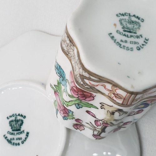 Taza Café Con Plato Porcelana Inglesa Coalport Indian Tree Verde (Usado)