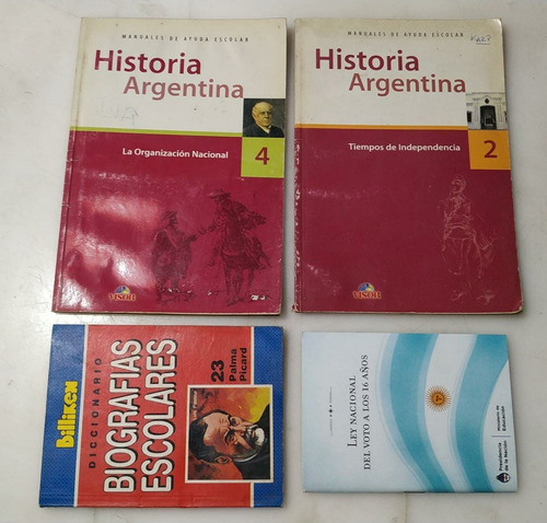 Lote 4 Libros Historia Argentina 2 4 B. Esc Ley Voto 16 Años