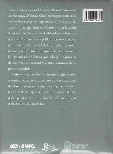 El Derecho Administrativo Ante La Crisis Actual Del Estado Liberal, De Fernandez Ruiz Jorge. Editorial Lito Grapo, Tapa Blanda, Edición 1 En Español, 2018