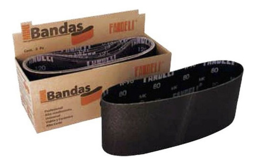 Banda Lija 3inx21in Grano 080 Vidrio W-98 Sic Fandeli 5pz