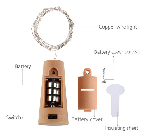 Luz Nocturna, 10 Unidades, 20 Led, Cálida, For Botella De V