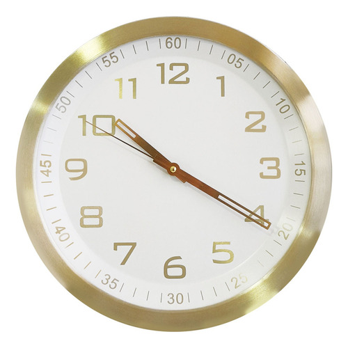 Reloj De Pared Analógico De Aluminio, 35 Cm Diámetro, 12425 Estructura Blanco Fondo Blanco