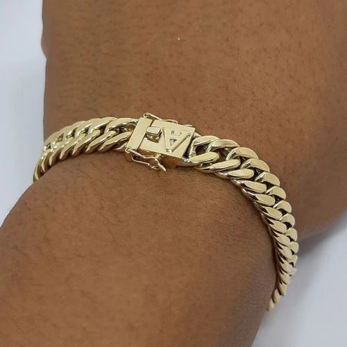 Pulseira Elos Duplos 20 Gramas Ouro 18k 750 Fecho Letra