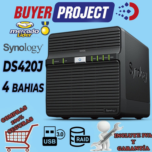 Imagen 2 de 5 de Servidor Nas Synology Case 4 Bahías Sata Usb Lan Raid 0 A 10